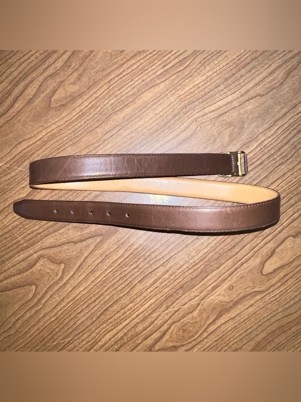 Christian Dior Brown Leather Belt Size 34 Gold Buckle Vintage Men’s 8496